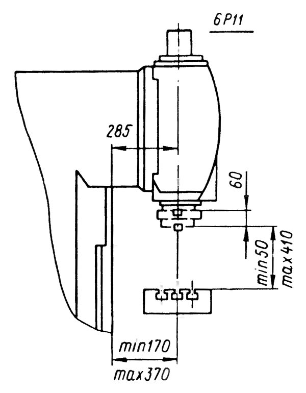 6Р11 Габарит робочого простору фрезерного верстата